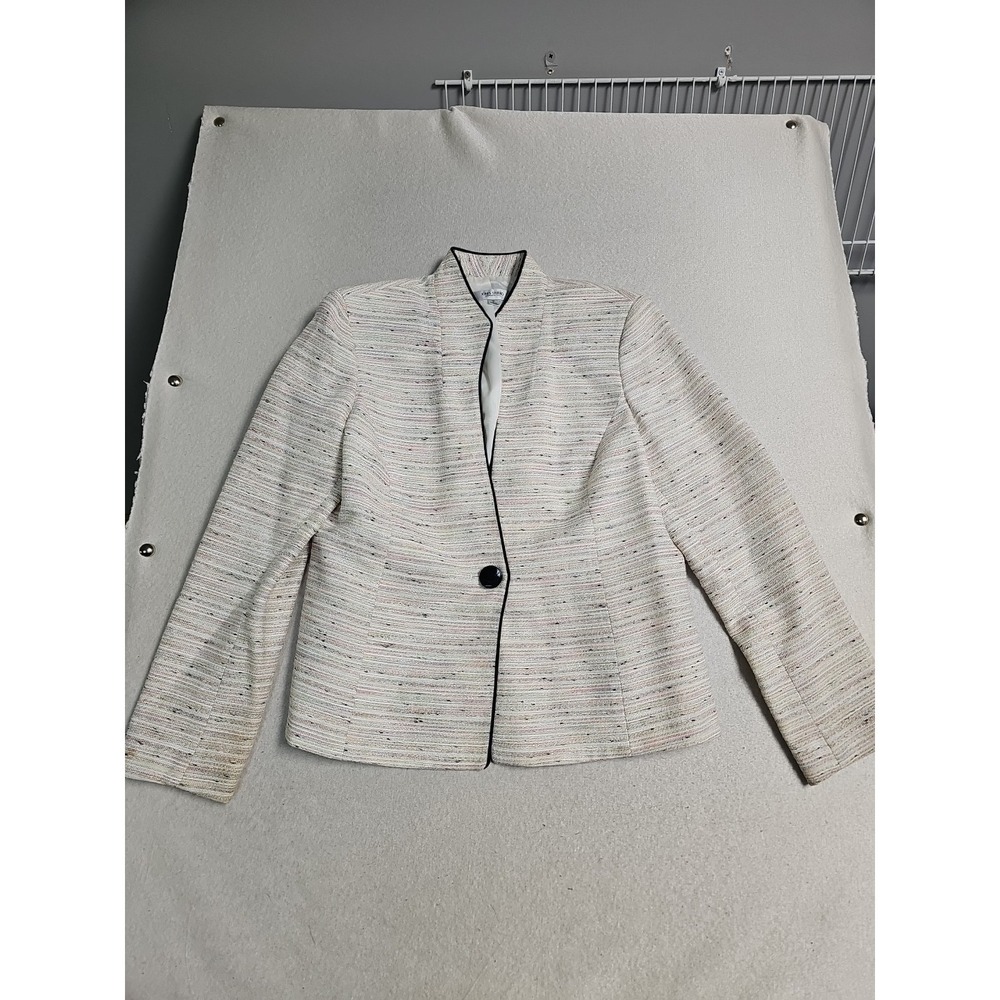 Jones Studio Separates Tweed Blazer Pink Multi Metallic Piping Jacket Size 12‎
